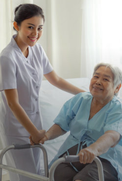a nurse with an elderly woman